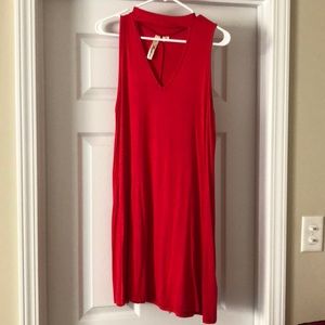 Bright red knee length dress